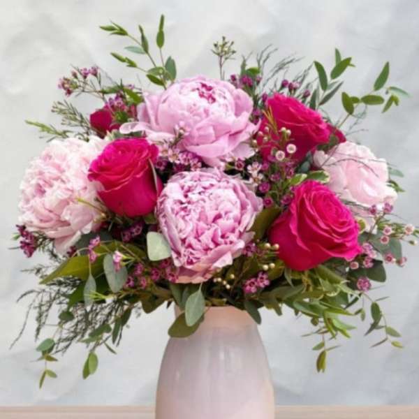 roses with peonies