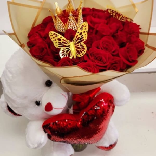 LOVE AND ROMANCE WRAPPED BOUQUET