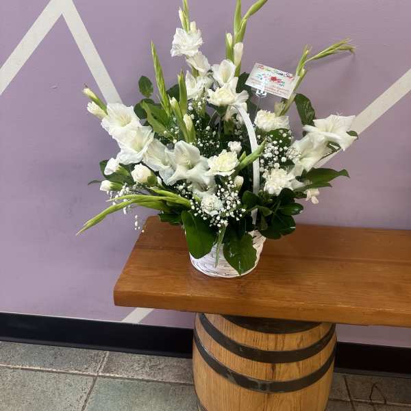 all white gladiolus