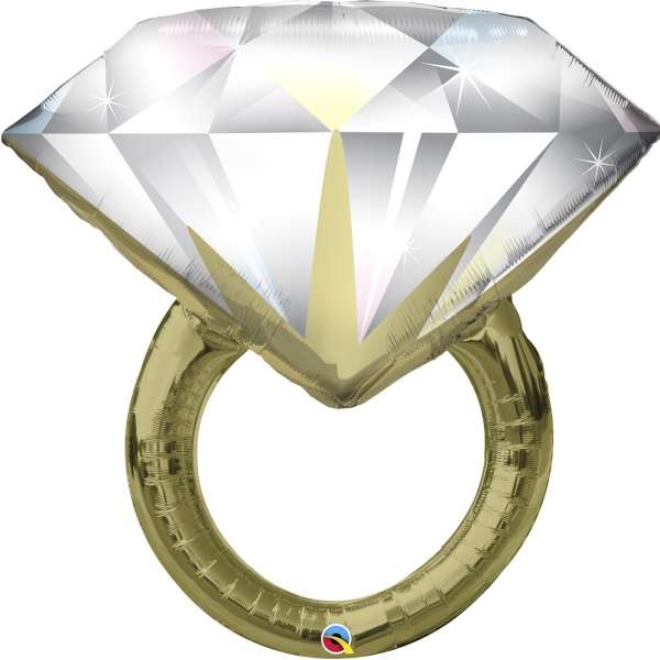Diamond-shaped gold and silver foil balloon ring