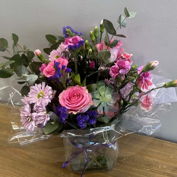 Pink Roses & Succulents