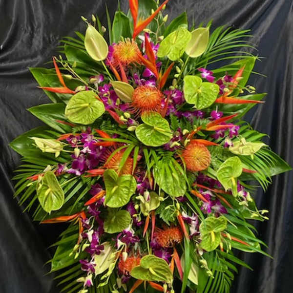 S#2. Green anthurium easel 3’ x 3’.