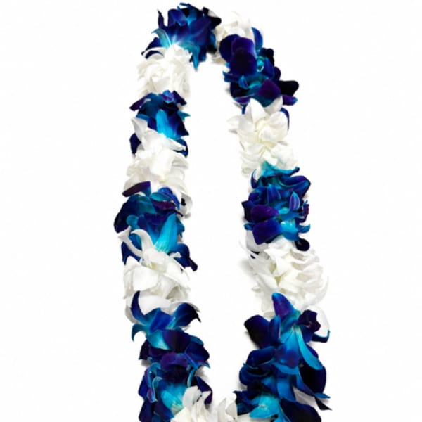 Single Chunk White and Blue Lei
