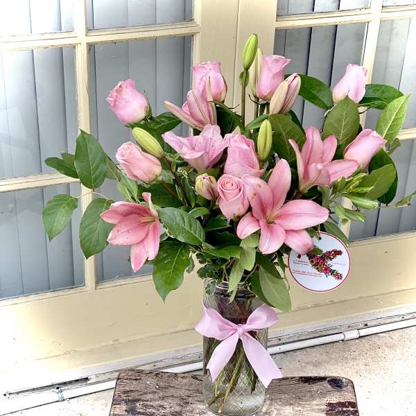 Blush Pink Rose & Lily Bouquet