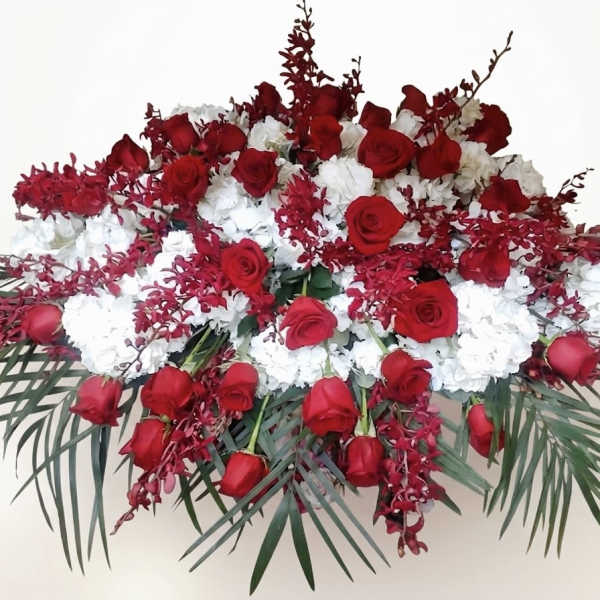 Premium Red & White Casket Cover