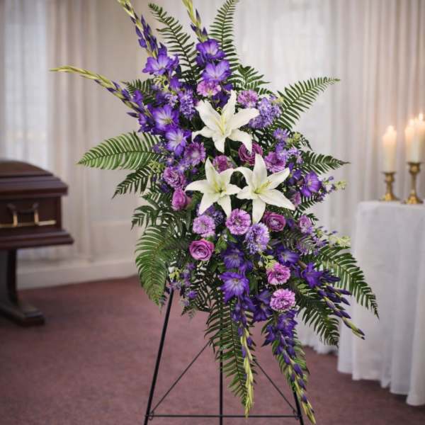 Lavender Memories Sympathy Standing Spray