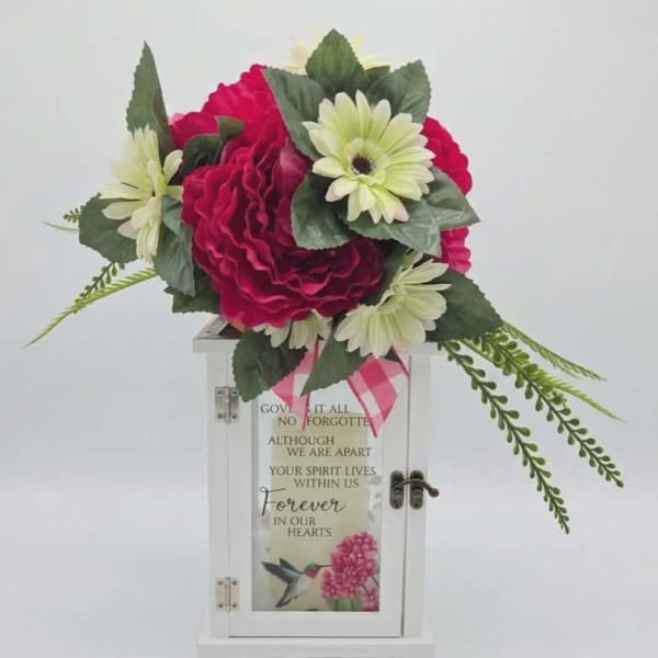 Forever In Our Hearts Lighted Lantern w/ Silk Floral
