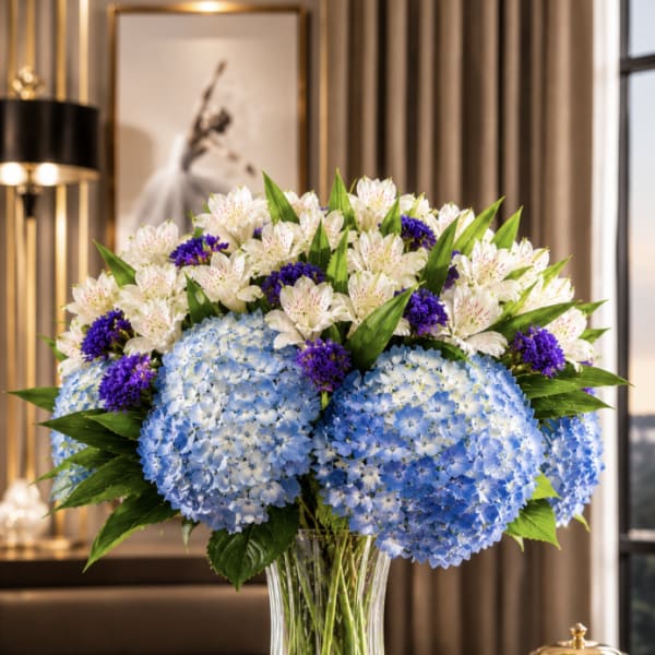 White Asters with Hydranges