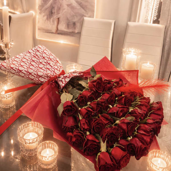 Red Wrapped roses