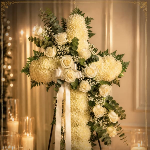 Peace & Prayers White Standing Cross