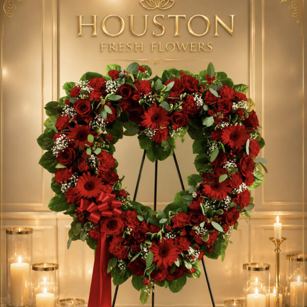 Red Sympathy Heart Wreath
