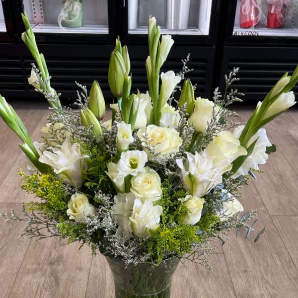 Extra Large sympathy arrangements in glass vase
