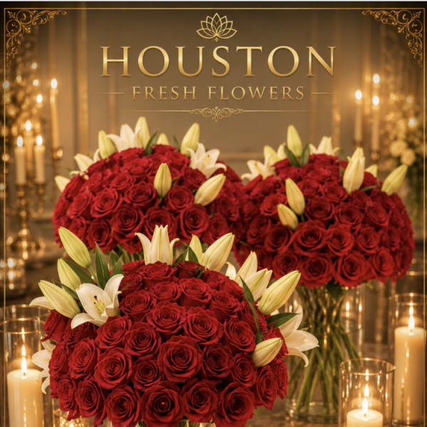 100 Red Roses with Lilies