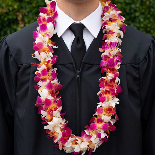 White and Red Double Lei