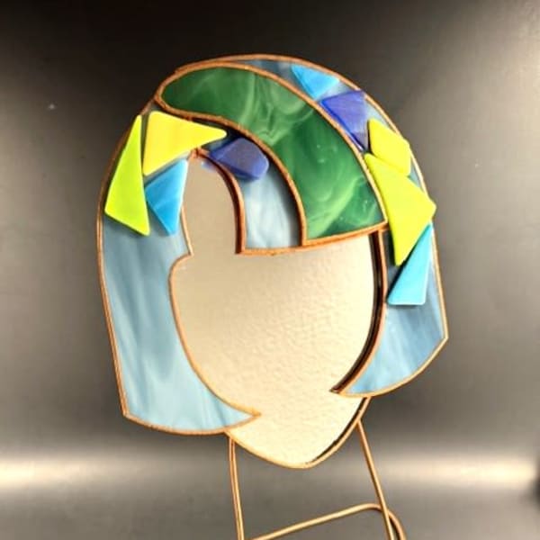 #A117 - Denim Blue Mosaic Face Mirror