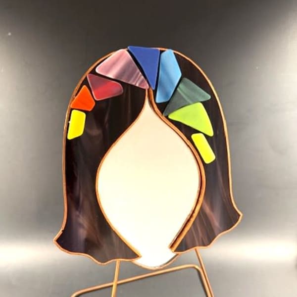 #A026 - Burgundy Mosaic Face Mirror #2