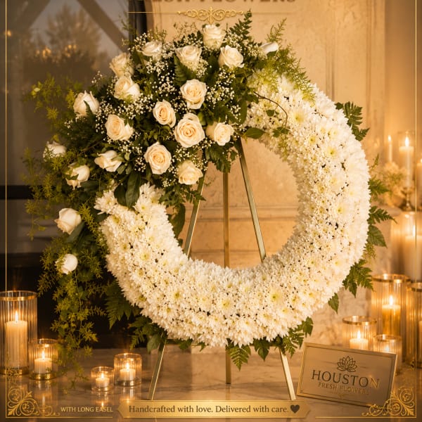White Wreath with fresh flowers