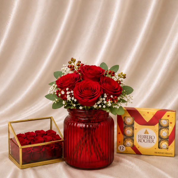 Romantic Ruby Roses Set