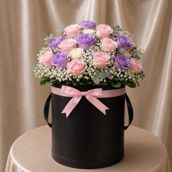 Pastel Garden Rose Hatbox – Tall