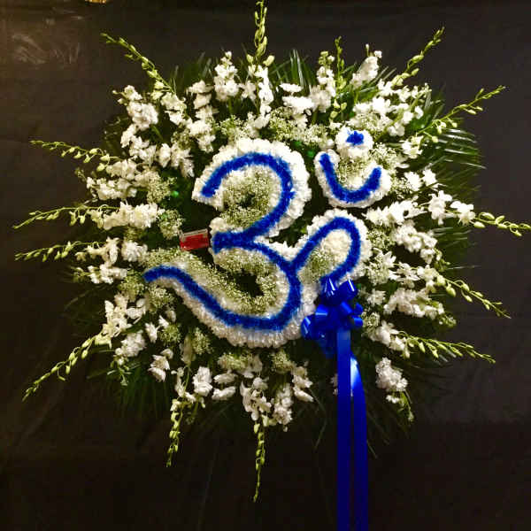 Blue and white Om