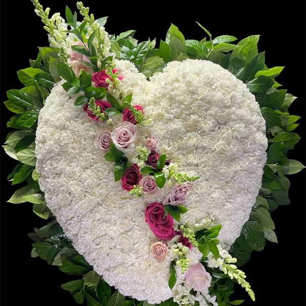 Pink & white sympathy heart