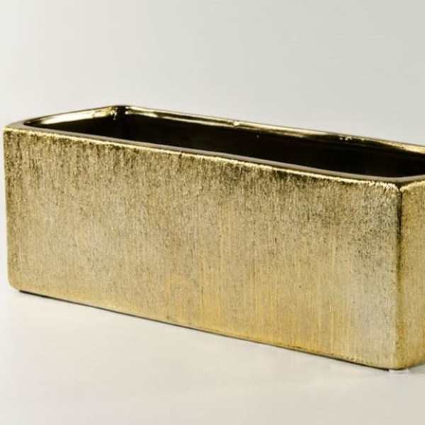 ETCHED GOLD PLANTER: FLORAL ARRANGEMENT