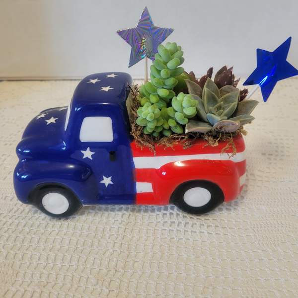 Petite Ceramic Fourth of July Truck