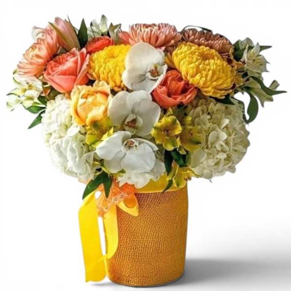 Yellow Flowers Roses And Orchids Sunshine Beautiful Bouquet Designer's Choice