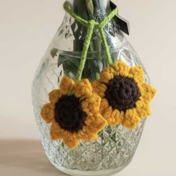 Hanging crocheted Sunflowers