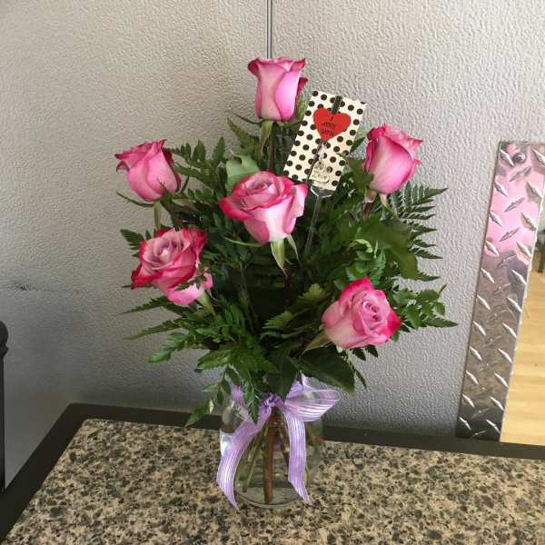 Purple Roses & "Love" Charm