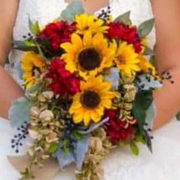 Sunflower Cascade Wedding Bouquet