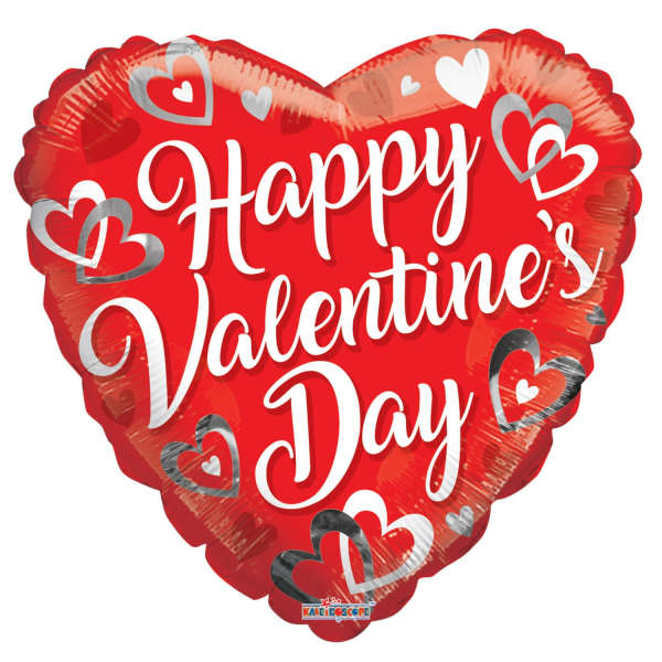 Happy Valentine's Day - White Hearts - Balloon