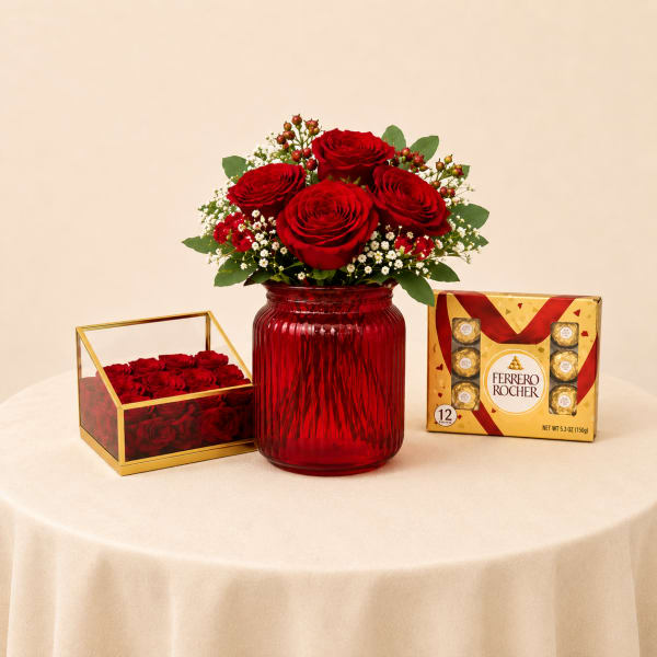 Romantic Ruby Roses Set