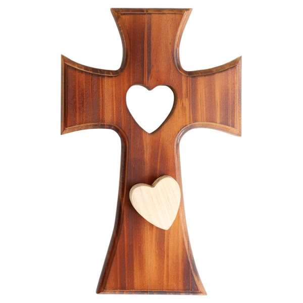 Memory Cross w/ Heart (dark wood)