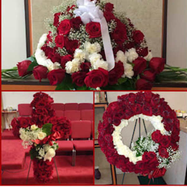 3 piece roses and carnation