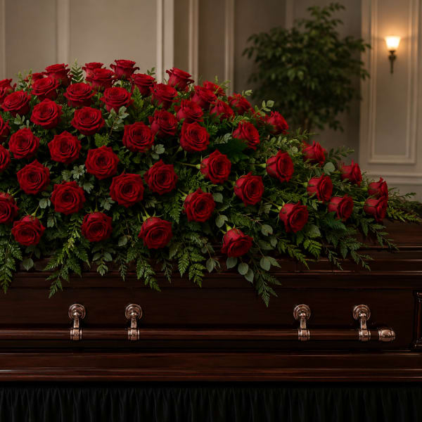 Red rose Casket Cover