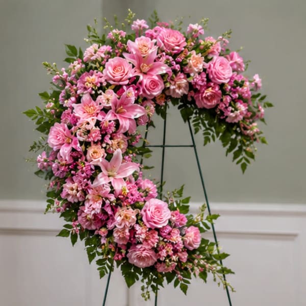 Heartfelt Love Pink Sympathy Wreath