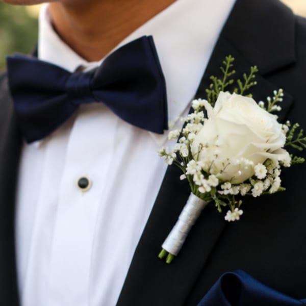 Simple White Rose Boutonniere