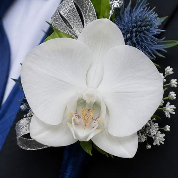 White Phalaenopsis Orchid Boutonniere