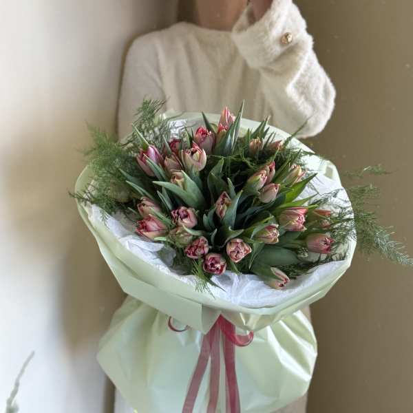 Red delicate tulips