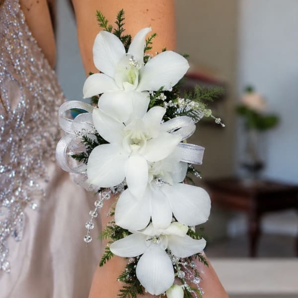 White Dendrobium Orchid Corsage