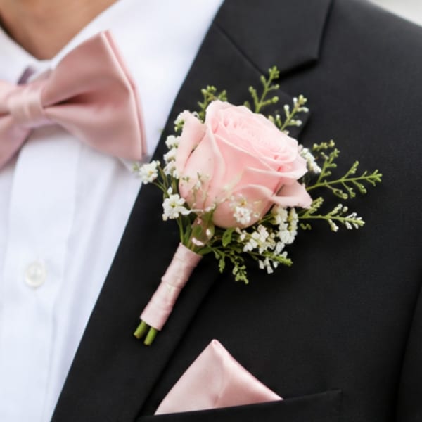Simple Light Pink Boutonniere