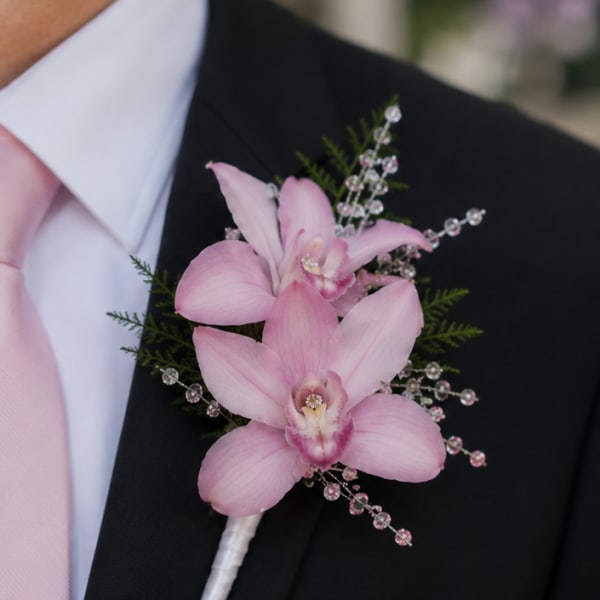 Pink Cymbidium Orchid Boutonniere