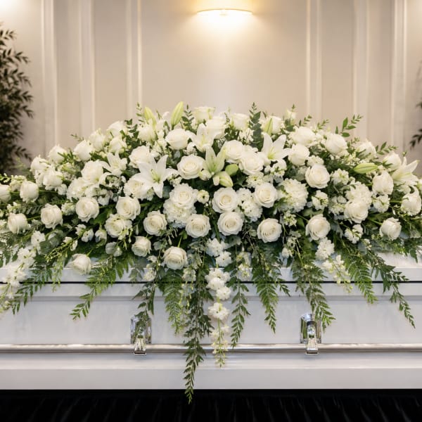 White Lily And Rose Casket Cover