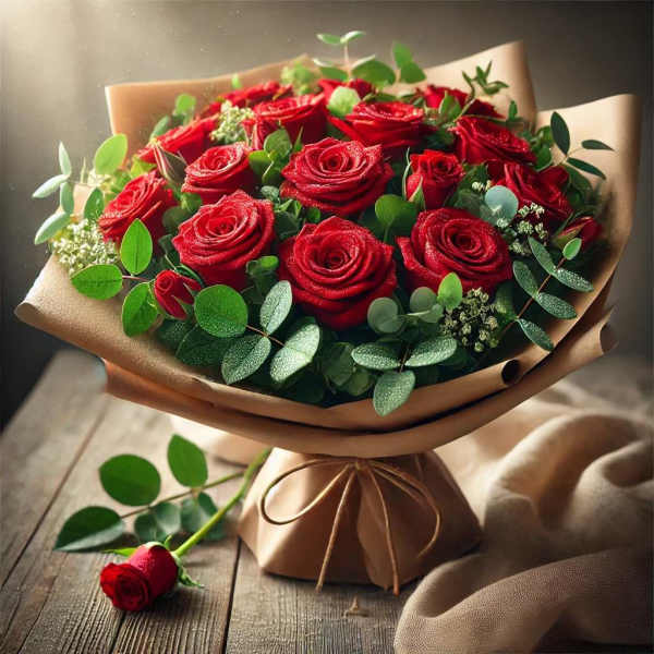 Two Dozen Red Roses Wrapped