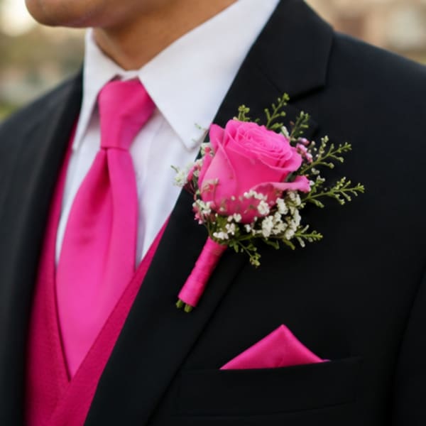 Hot Pink Rose Boutonniere