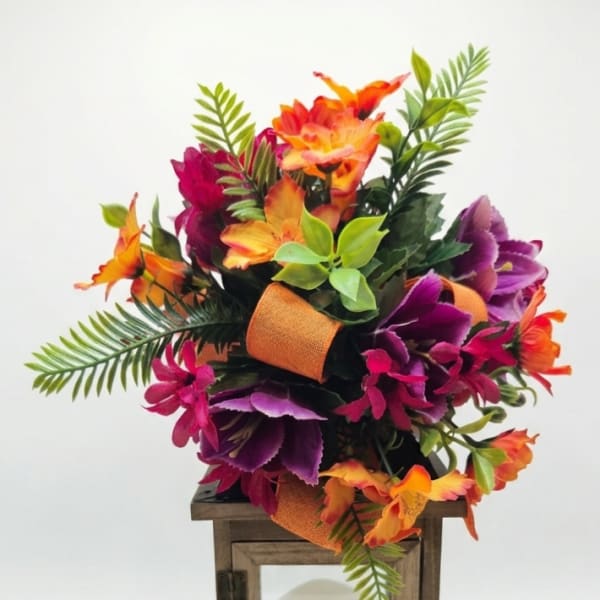 Colorful Wildflower Lighted Lantern