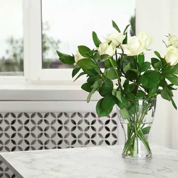 White rose and ruscus