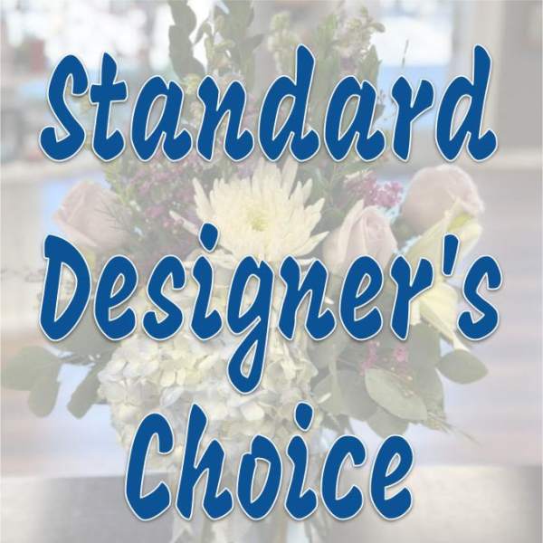 Blue text over a blurred floral bouquet background
