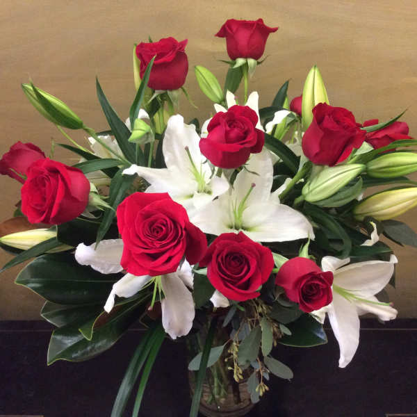Red roses and white lilies